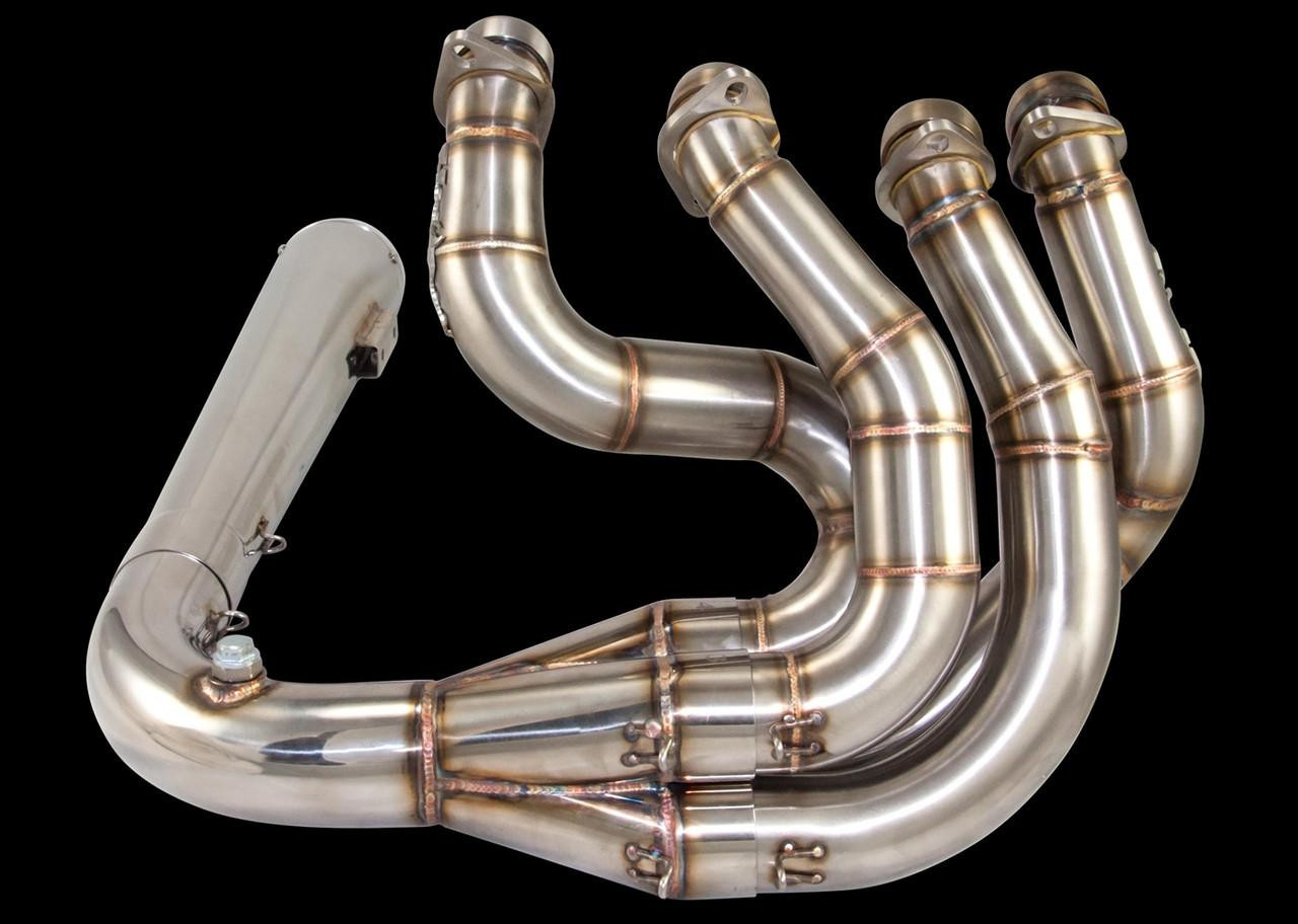 VooDoo Sidewinder Exhaust Suzuki GSX1300R Hayabusa (99-20), stainless steel motorcycle exhaust system with curved pipes and mounting brackets.