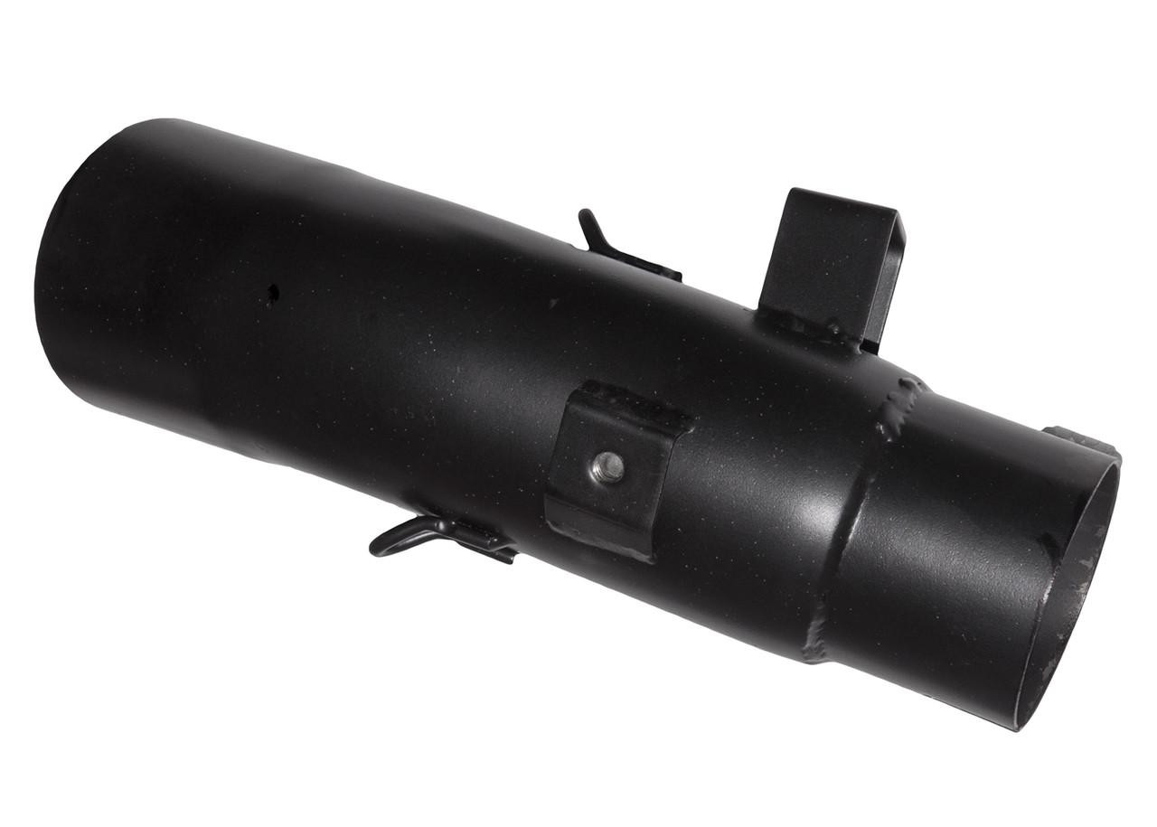 VooDoo Performance Series Slip On Exhaust for Kawasaki ZX6R 2009-2012, black motorcycle exhaust pipe with mounting brackets.