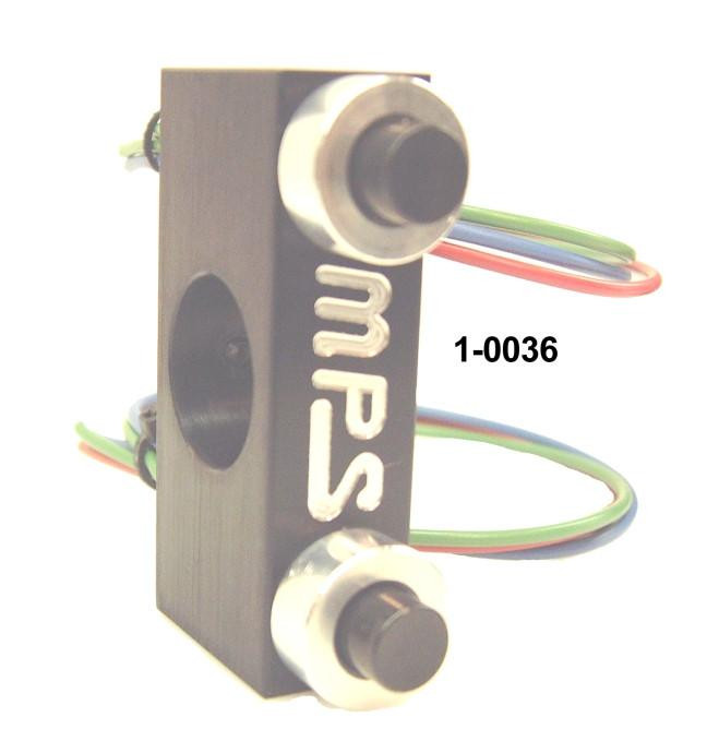 MPS Pro Pushbutton Switch Assembly, industrial pushbutton switch with two black buttons and wiring cables