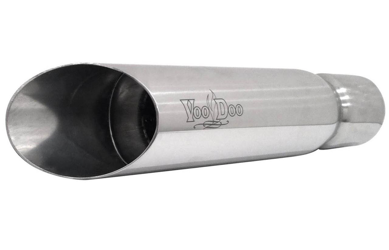 VooDoo Shorty Slip On Exhaust for Suzuki GSXR1000 (12-16), stainless steel motorcycle exhaust with tapered end and VooDoo logo.
