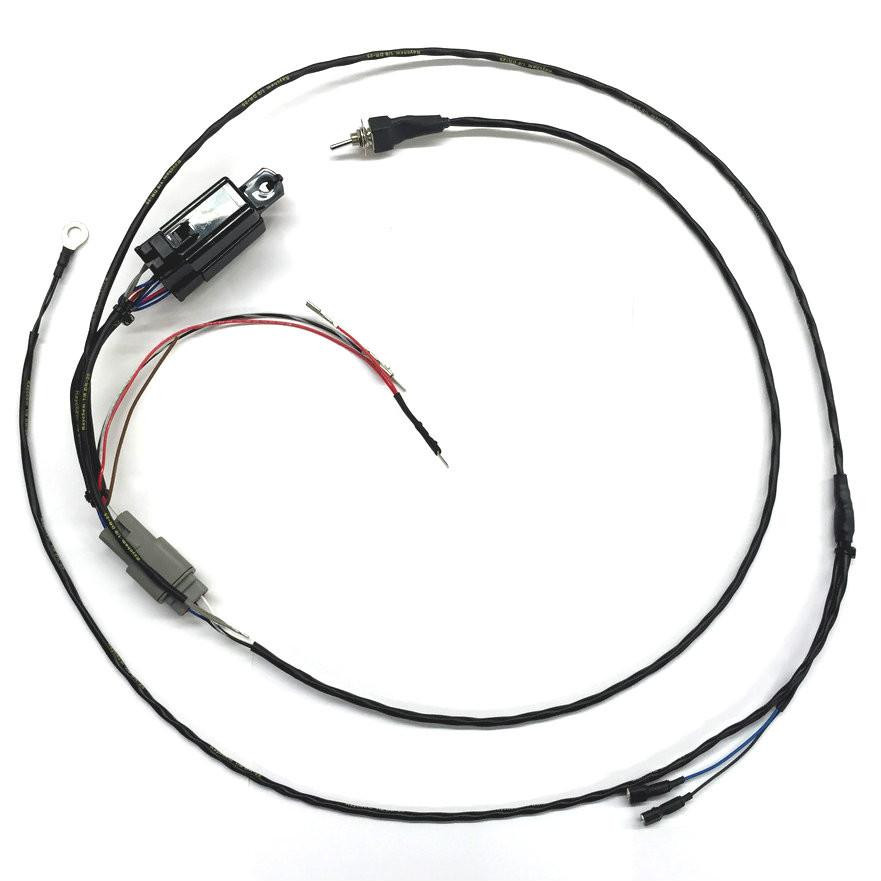 Ryan Schnitz Racing RSR PC-V Air Shifter Race Spec Wiring Harness w/Auto Shift Input for Kawasaki ZX14R (12-25), showing a custom wiring harness with connectors and electronic components for motorcycle racing.