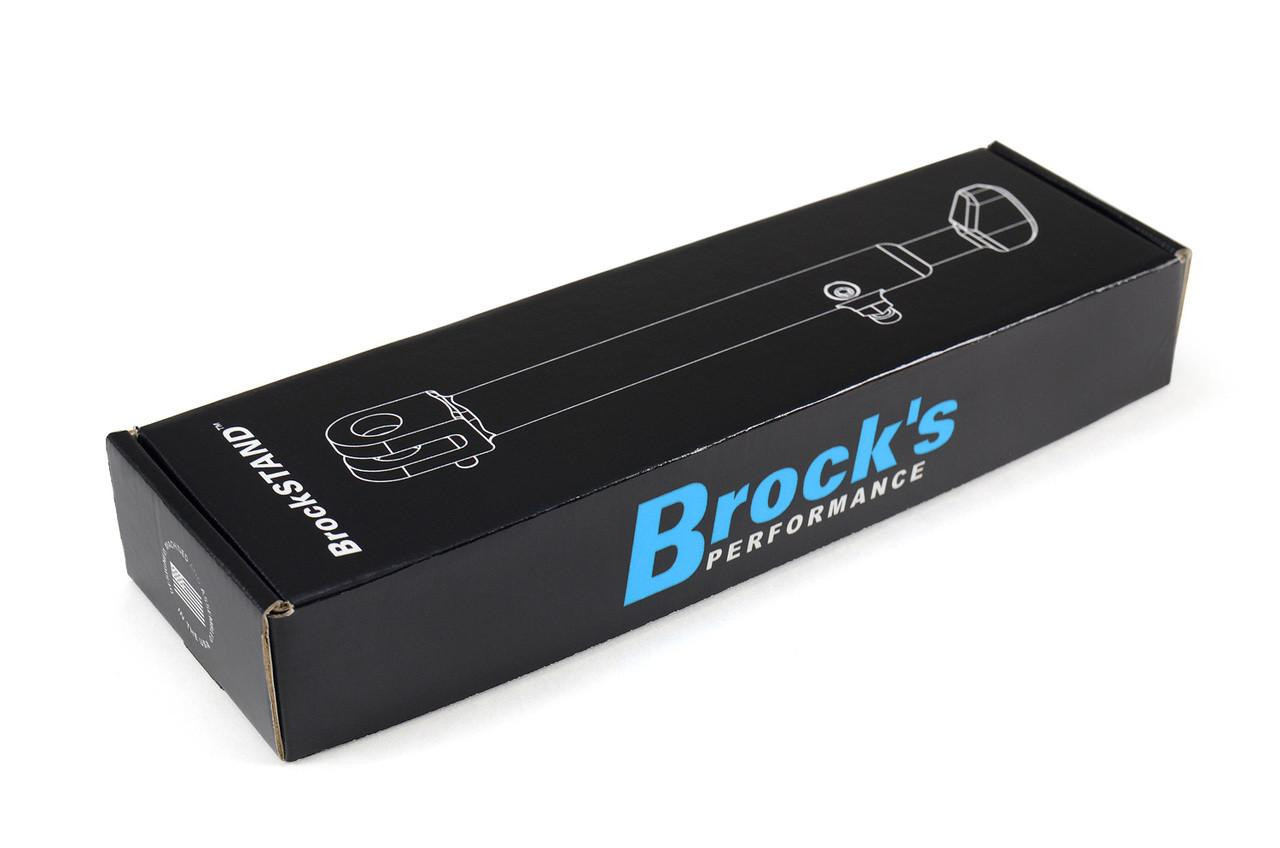 Brocks Performance Brocks Adjustable BrockSTAND Kickstand for Suzuki Hayabusa (99-26), black packaging box with product illustration and branding. Brocks Performance Brocks Adjustable BrockSTAND Kickstand for Suzuki Hayabusa (99-26), black packaging box with product illustration and branding.