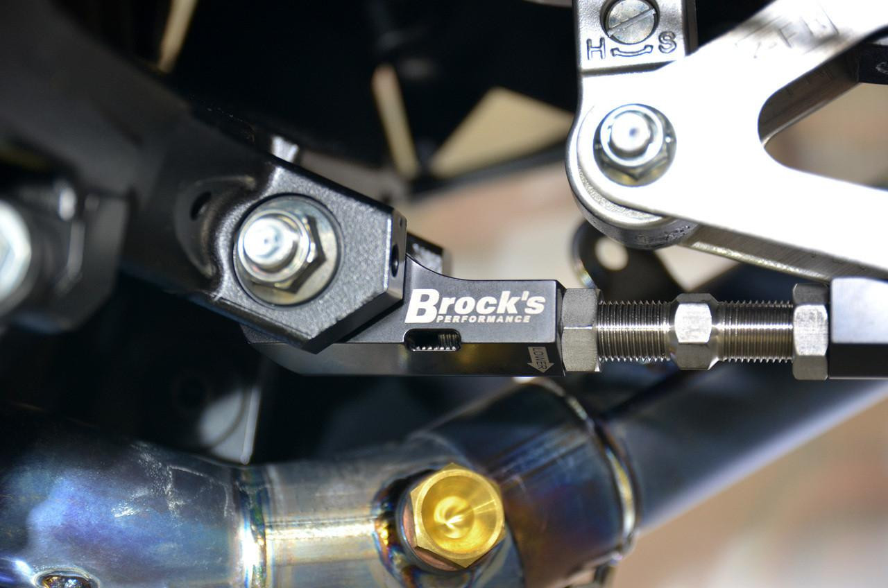 Brock's Performance Brocks Window Lowering Link for Suzuki GSXR1000, GSXR1000R, GSXR600/750 motorcycle, close-up view of the motorcycle part installed on the bike. Brock's Performance Brocks Window Lowering Link for Suzuki GSXR1000, GSXR1000R, GSXR600/750 motorcycle, close-up view of the motorcycle part installed on the bike.