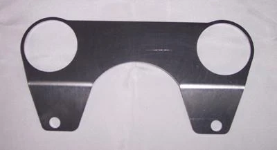 Tiger Racing Gauge Mount Plate Kawasaki ZX14 (06-11), black metal motorcycle accessory with two circular cutouts and mounting holes for instrument installation.