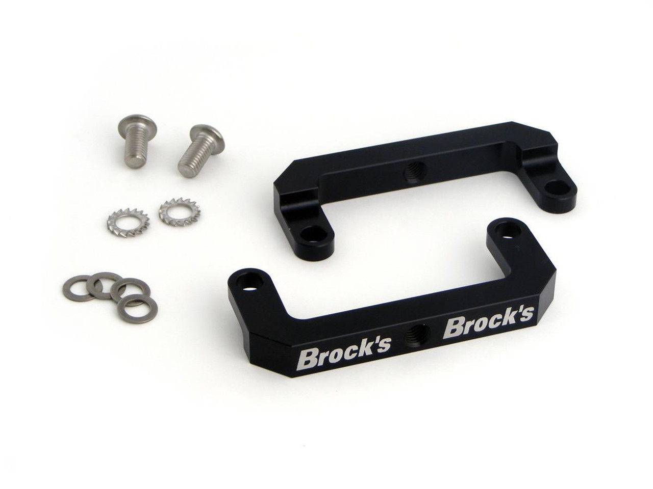 Brocks Performance Brocks Front End Lowering Strap Bracket for Kawasaki ZX14 (06-11), black metal bracket with mounting hardware including screws, washers, and spacers.