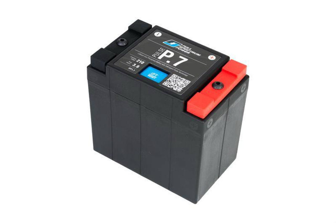 Full Spectrum Power Pulse IPT Lithium Battery P.7, a compact black rechargeable lithium battery with a red positive terminal and a black negative terminal for power backup and energy storage.