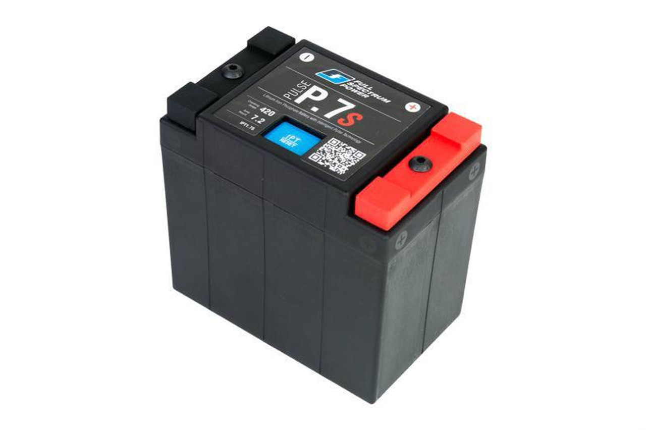 Full Spectrum Power Pulse IPT Lithium Battery P.7, a compact black rechargeable battery with red and black terminals for high-performance energy storage.
