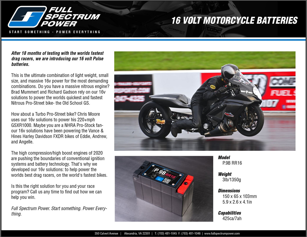 16v Motorcycle Battery Slick Sheet
