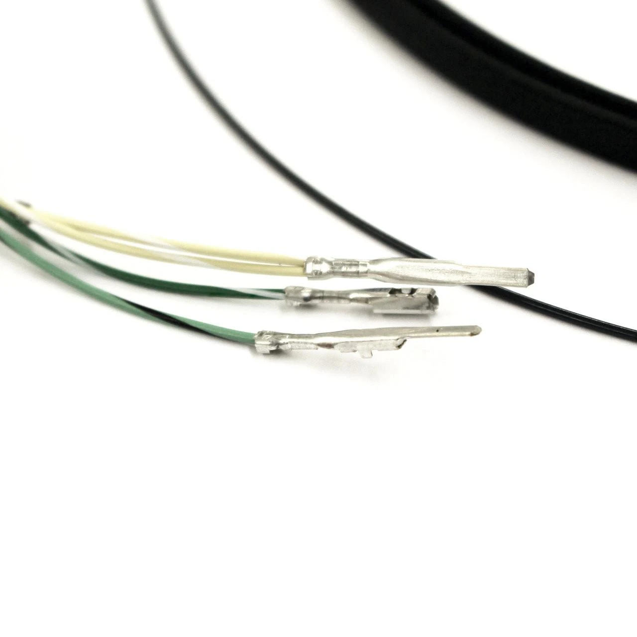Ryan Schnitz Racing ASM Power / Arm / Activation Harness Kawasaki ZX14R (12-25), close-up of the electrical wiring harness with multiple colored wires and metal connectors.