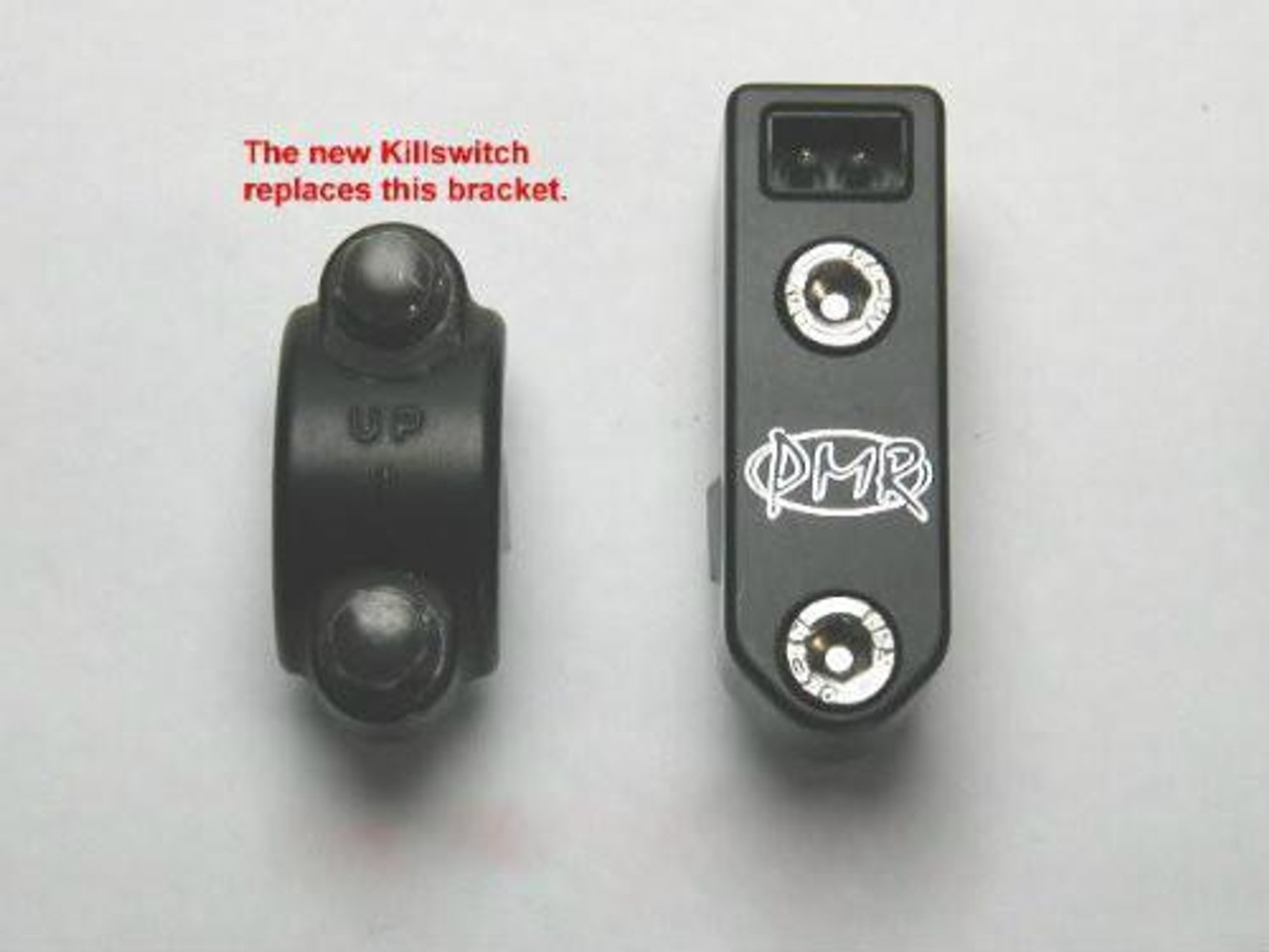 PMR Components PMR Easy Mount Stealth Tether Kill Switch w/ Toggle, close-up image showing the kill switch with toggle and installation bracket.