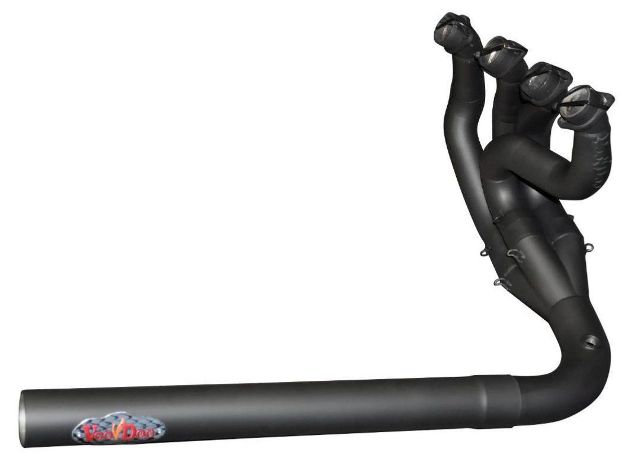 VooDoo Sidewinder Exhaust Kawasaki ZX-14R (06-25) Straight Competition Black, motorcycle exhaust system with black finish and four outlets.