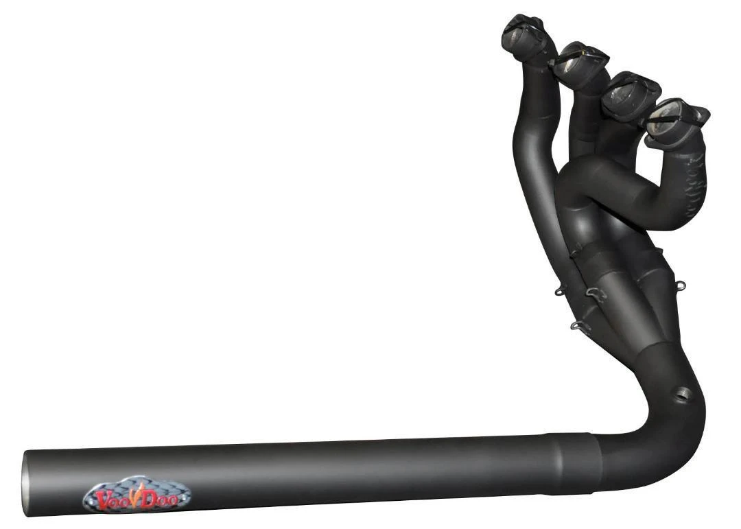 VooDoo Sidewinder Exhaust Kawasaki ZX-14R (06-25) Straight Competition Black, motorcycle exhaust system with black finish and four outlets.