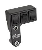 PMR Components PMR Easy Mount Stealth Toggle Switch, black plastic mounting assembly with three toggle switches and metal mounting base