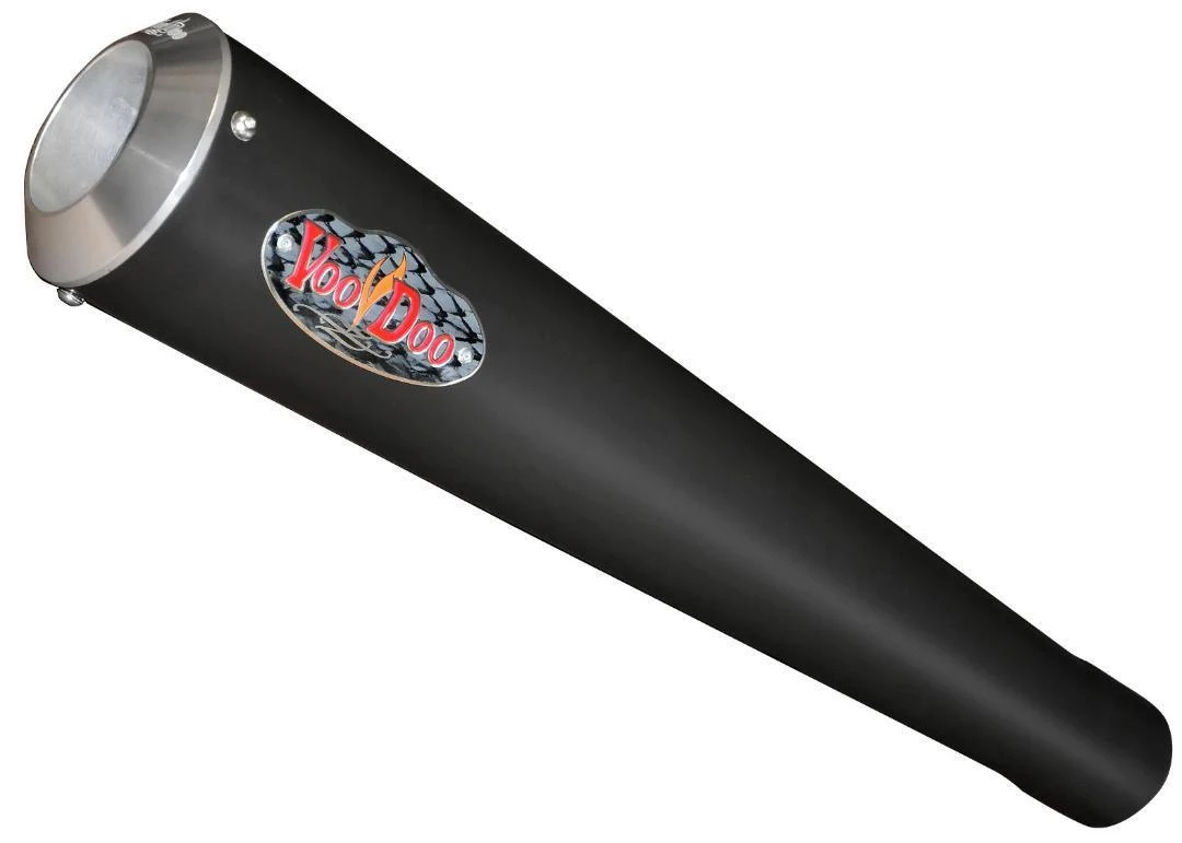 VooDoo Sidewinder Black Exhaust Kawasaki ZX14R (06-25), motorcycle exhaust pipe in black with metallic end and VooDoo logo