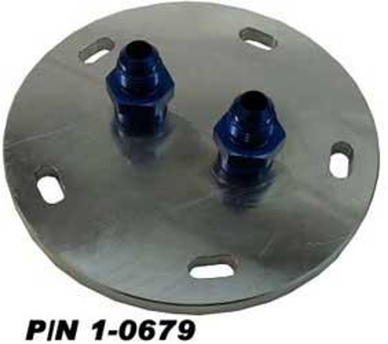 MPS External Pump Fuel Tank Cover Suzuki Hayabusa (01-21), metal cover with two blue fittings and multiple mounting holes