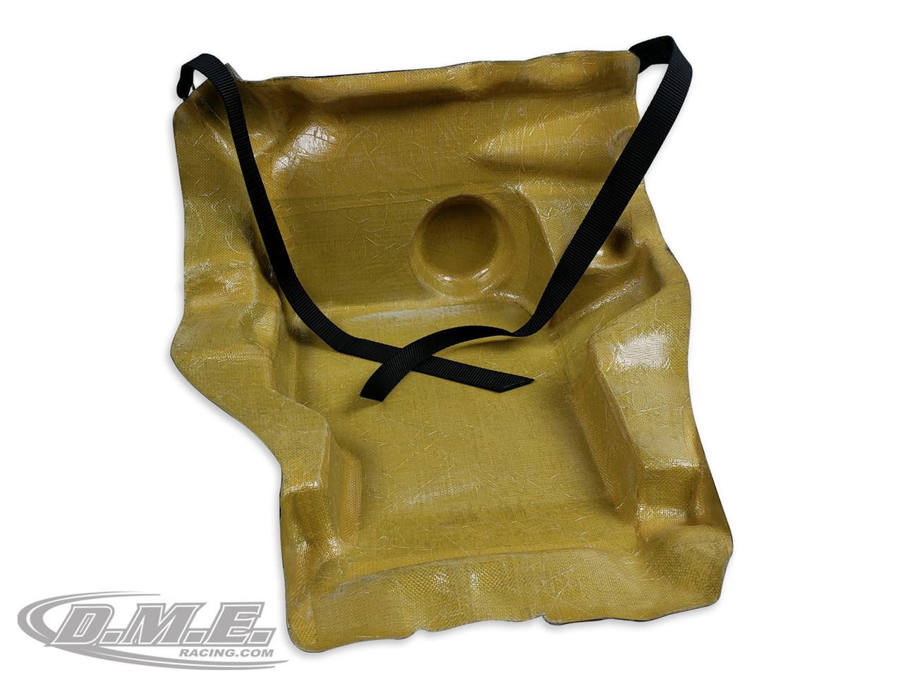 DME Carbon Fiber Lower Engine Rejraint, engine diaper for Suzuki Hayabusa 1999-2021, in yellow carbon fiber with black straps.