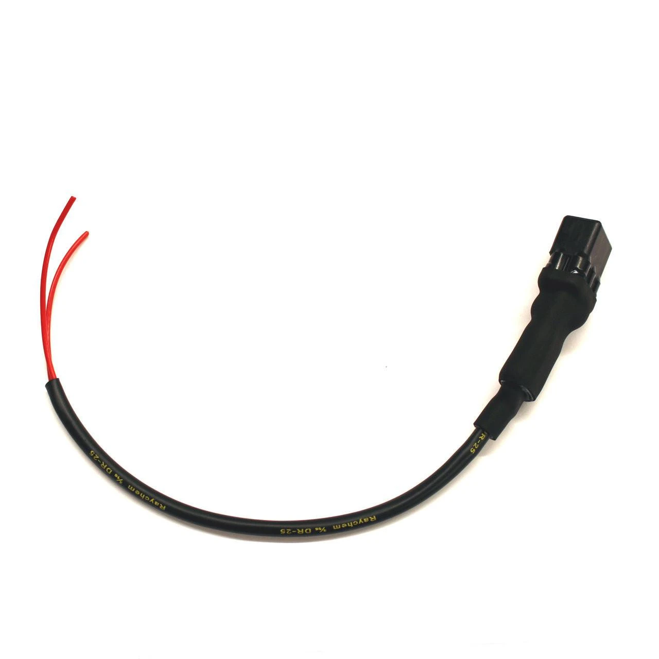 Ryan Schnitz Racing RSR Key Switch Eliminator Harness for Suzuki GSXR1000 (17-26), automotive wiring harness with black connector and red and black wires.