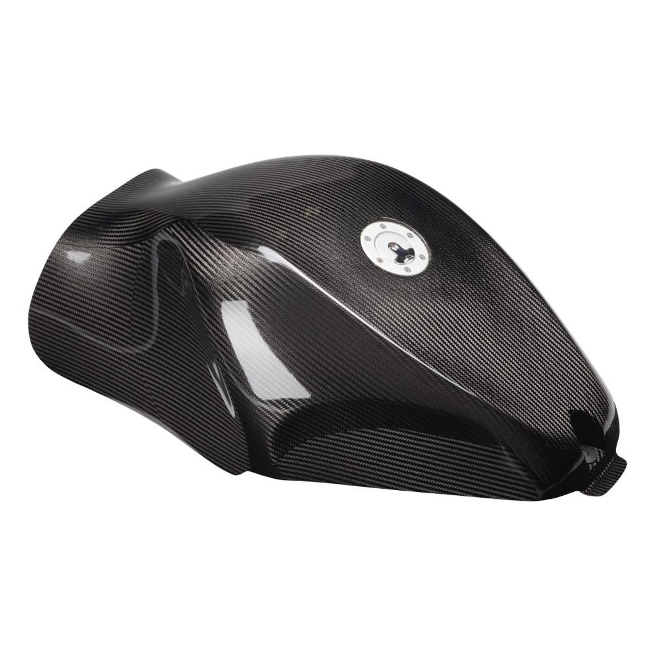 Montgomery Motorsports Carbon Fiber Low Profile Fuel Tank Suzuki Hayabusa (08-21), black carbon fiber fuel tank for Suzuki Hayabusa motorcycle from 2008 to 2021.
