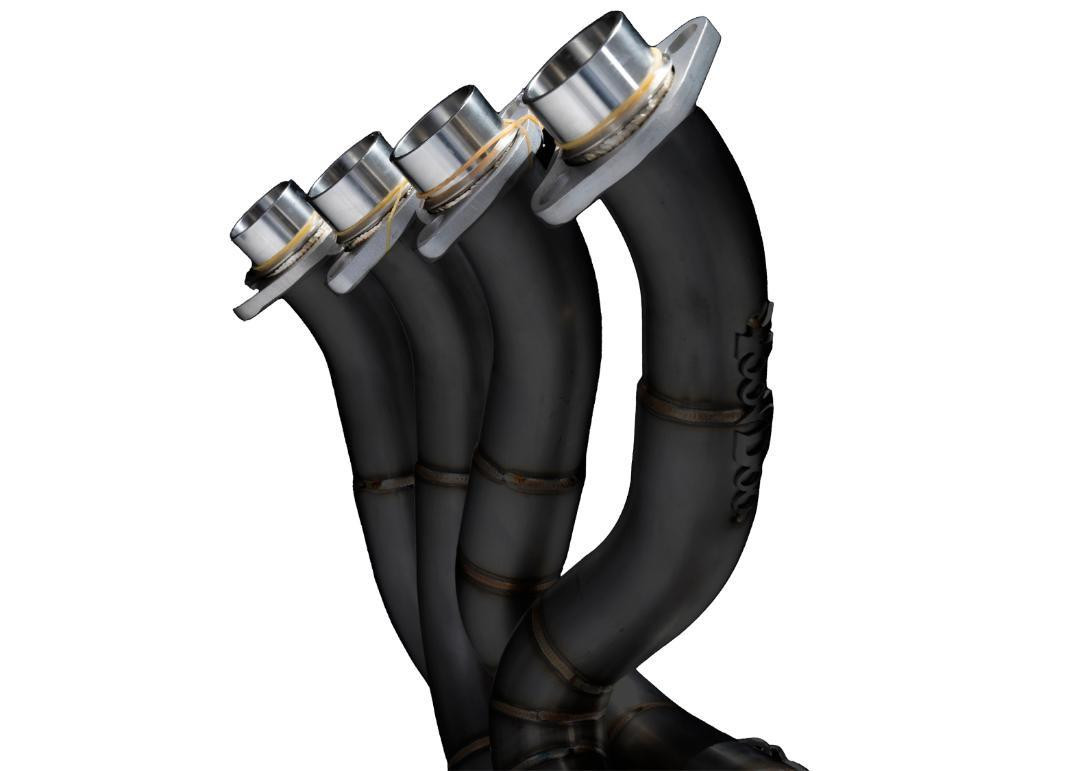VooDoo Big Tube Black Sidewinder Exhaust Kawasaki ZX-14R (06-25), motorcycle exhaust system with four black pipes and silver tips.