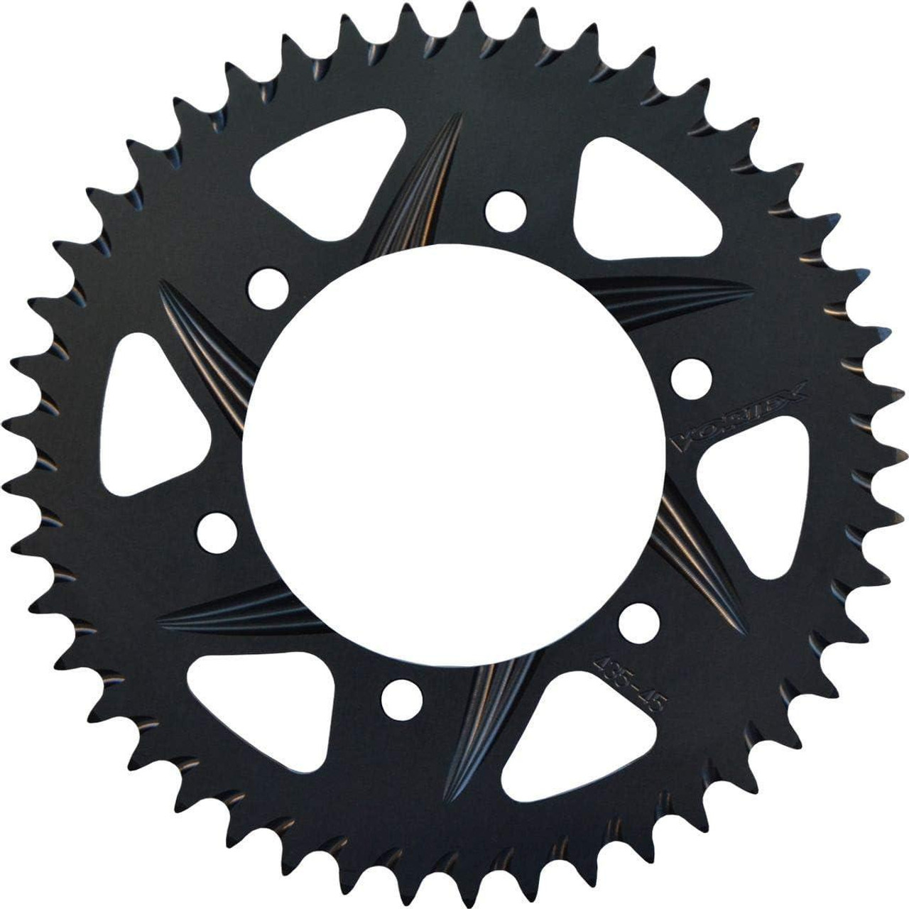 Vortex Rear Aluminum Sprocket, Kawasaki ZX-14R (06-26), black lightweight motorcycle sprocket with cut-out design and sharp teeth.