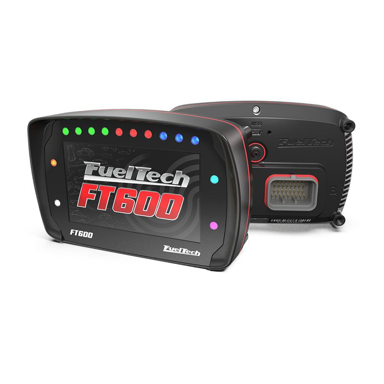 Fueltech FT600 EFI System, digital engine management system with display screen and electronic connectors.