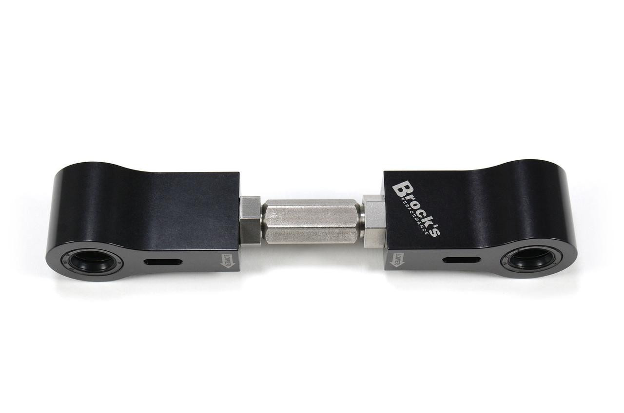 Brocks Performance Brocks Window Lowering Link Kawasaki ZX10R (16-20), Drag Racing Applications, black and silver metal racing link for motorcycle window lowering. Brocks Performance Brocks Window Lowering Link Kawasaki ZX10R (16-20), Drag Racing Applications, black and silver metal racing link for motorcycle window lowering.