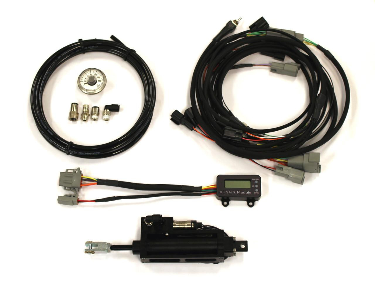 Ryan Schnitz Racing RSR Air Shifter Kit Suzuki GSXR600/750 (11-26), motorcycle air shifter installation kit with wiring harness, air cylinder, module, and accessories.