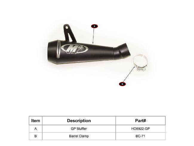 M4 Performance Exhausts M4 GP Black Slip On Exhaust Honda CBR1000RR (17-26), black slip-on motorcycle exhaust with GP muffler and barrel clamp.