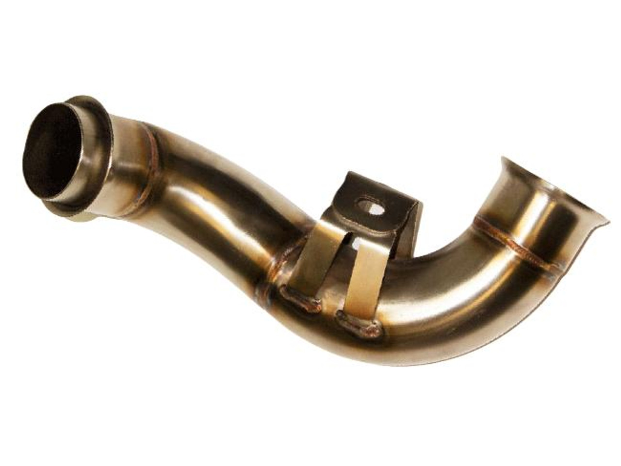 M4 Performance Exhausts Muffler Box Eliminator Kit KTM Duke 790/890 Adventure (18-23), metal exhaust muffler component with mounting bracket for motorcycle upgrade.