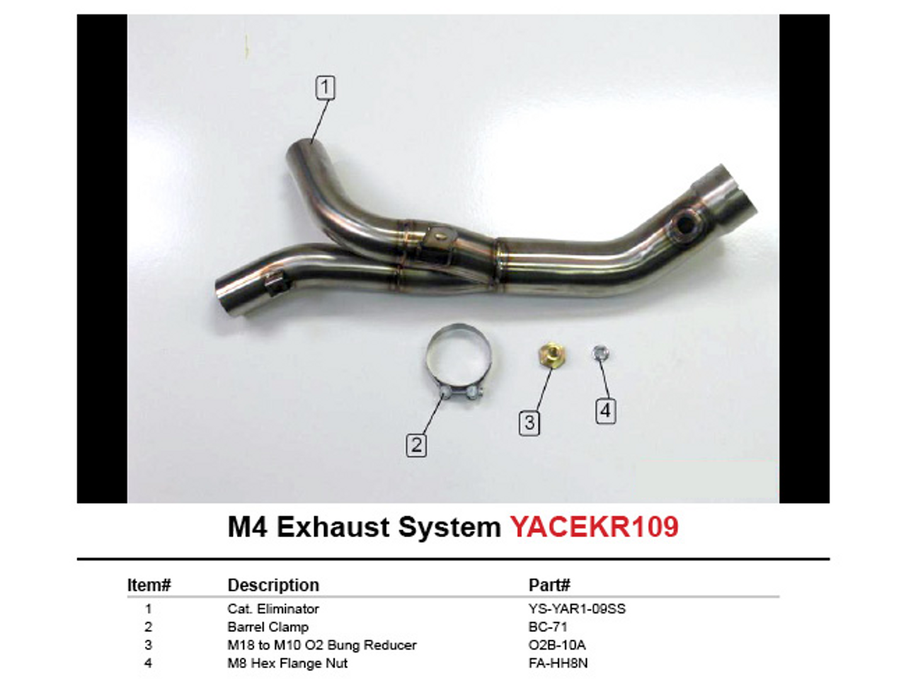 M4 Catalytic Converter Eliminator Kit Yamaha YZF-R1 (09-14) - Schnitz Racing