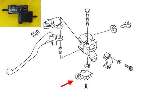 Kawasaki OEM Two Step Clutch Lever Replacement Switch KZ900-KZ1000, technical diagram showing the switch components and assembly for motorcycle clutch system.