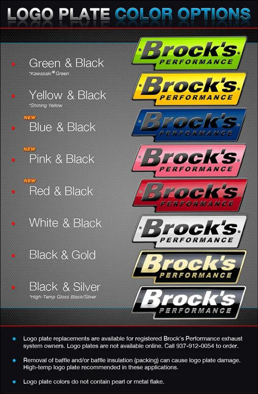 Brocks Performance Brocks Dual Alien Head Slip On Exhaust Suzuki Hayabusa (08-21), featuring customizable logo plates in green, yellow, blue, pink, red, white, black & gold, black & silver color options.