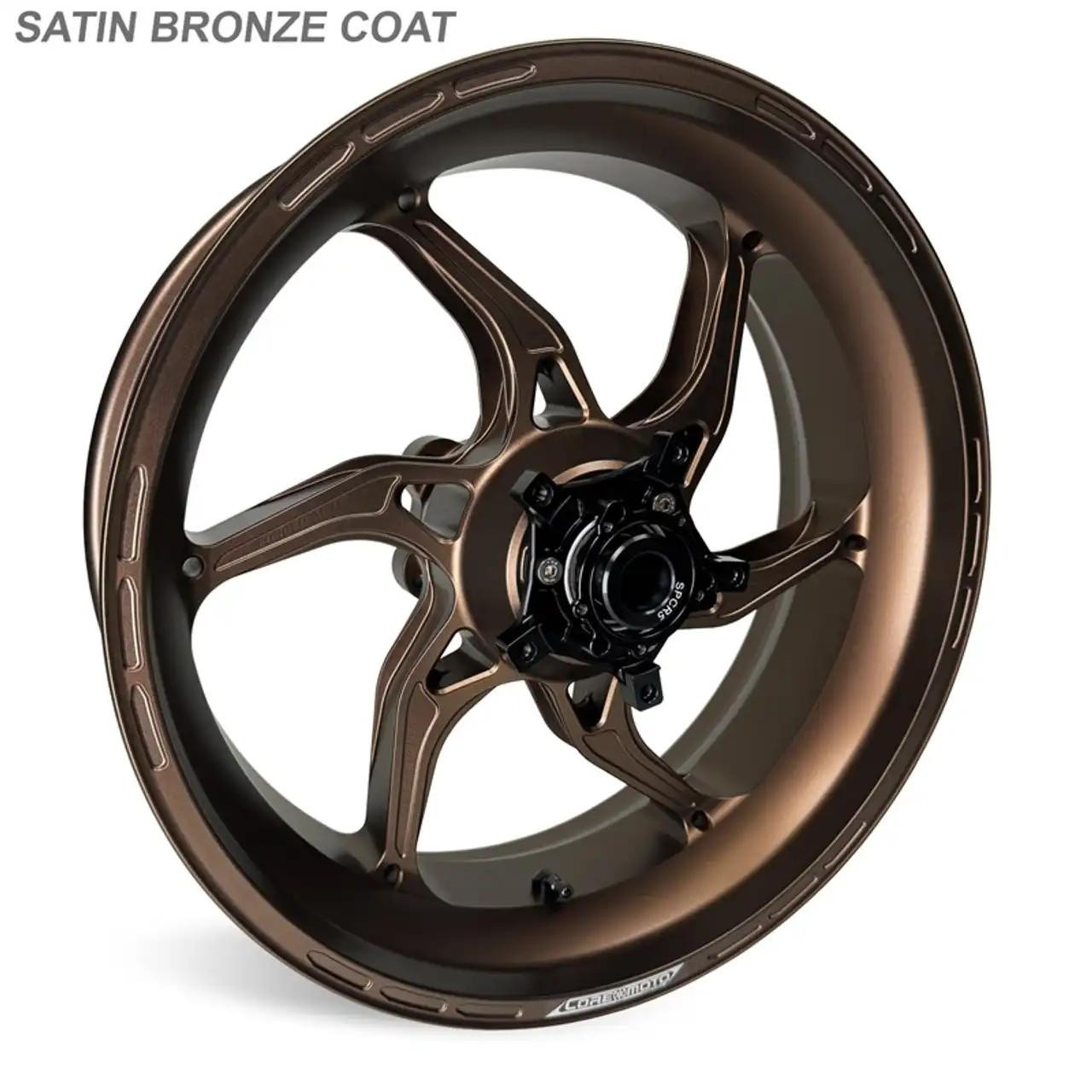 Coremoto Apex-6 Forged Aluminum Wheels Suzuki Hayabusa (13-21), bronze-colored motorcycle wheel with a five-spoke design.