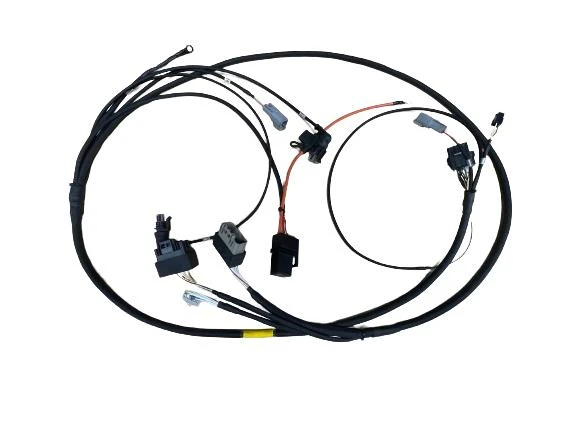 Ryan Schnitz Racing RSR FT450 Plug and Play Wiring Harness, Kawasaki ZX-14 (12-25), black electrical wiring harness with connectors and sensors for motorcycle wiring upgrade.