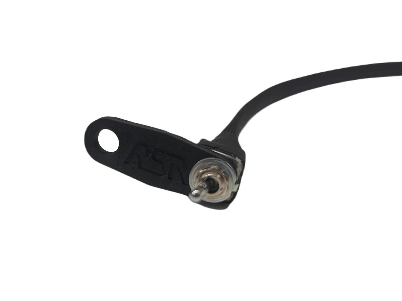 Ryan Schnitz Racing RSR Replacement Toggle Switch for Power/Arm/Activation Harness, black toggle switch with metal pin and RSR branding.
