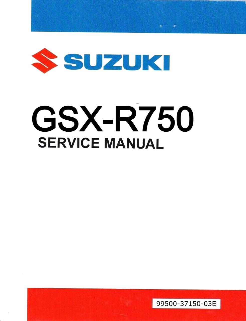 Suzuki OEM GSX-R750 Service Manual, book cover with Suzuki logo and model details