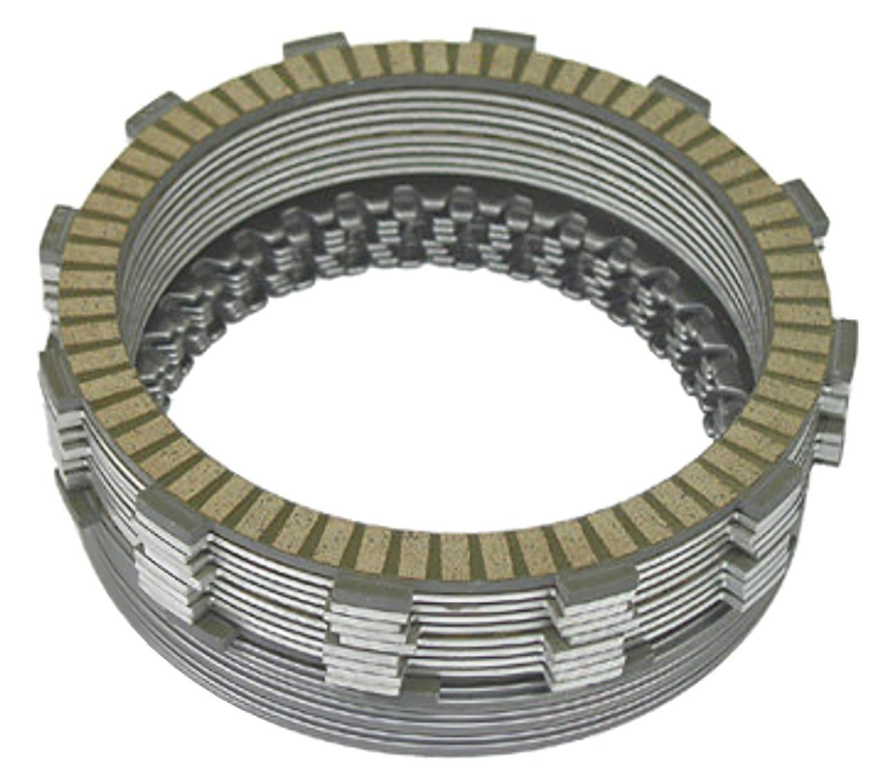 Trac King Clutch Plate Kit Suzuki GSXR1000 (17-25), image showing a set of clutch plates with metal and friction layers arranged in a circular pattern.