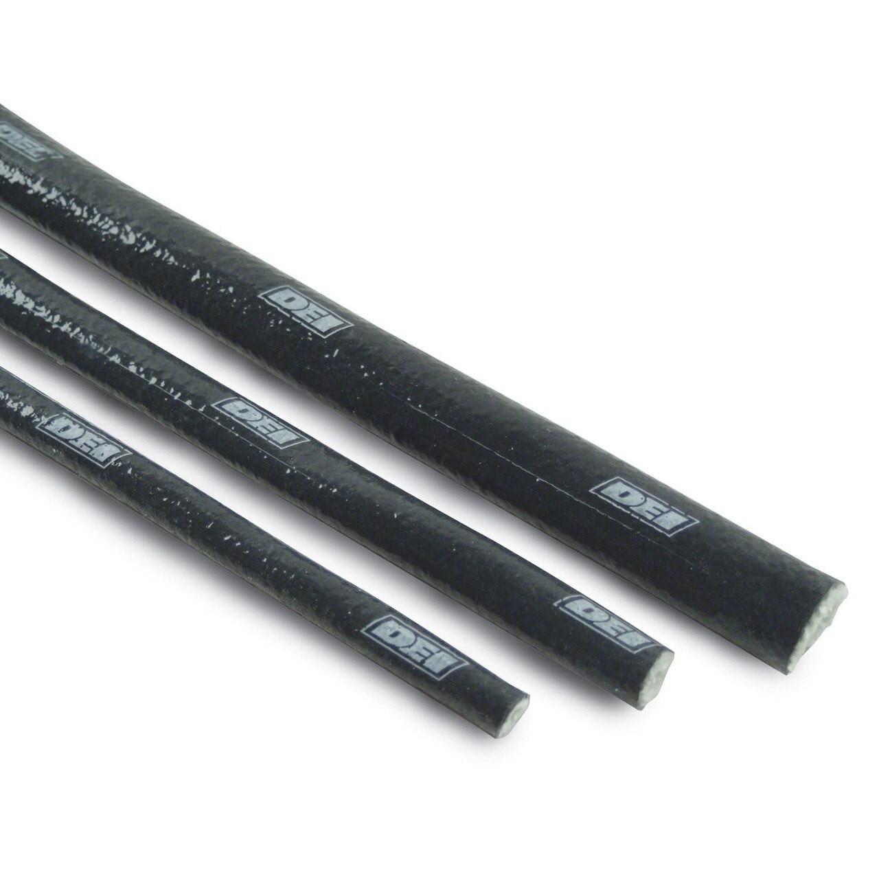 Product Design Engineering, Inc Fire Sleeve And Tape Kit, black fire-resistant sleeves and tape strips for industrial insulation and protection.