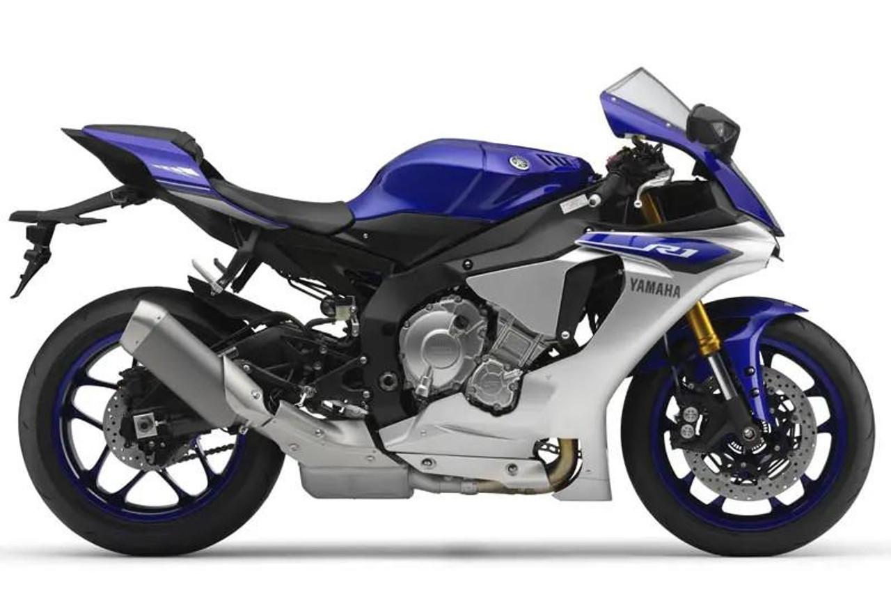 Dynojet Power Commander 6 Yamaha YZF-R1 (15-19), motorcycle with a sleek blue and white body, sporty design, and advanced exhaust system. Dynojet Power Commander 6 Yamaha YZF-R1 (15-19), motorcycle with a sleek blue and white body, sporty design, and advanced exhaust system.