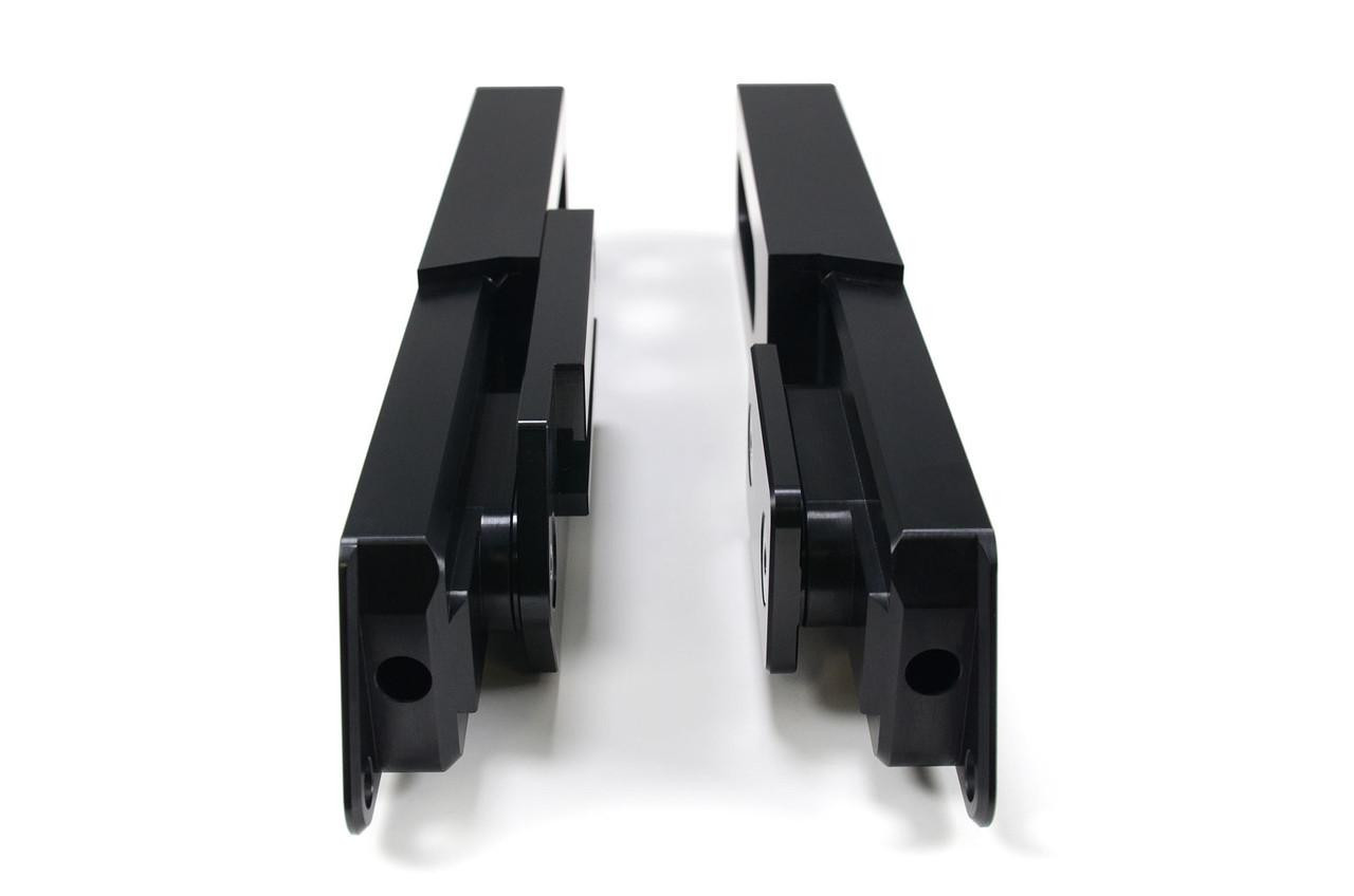 Brocks Performance Brocks Bolt-On Swingarm Extensions for BMW S1000RR (20-26), black metal motorcycle parts.