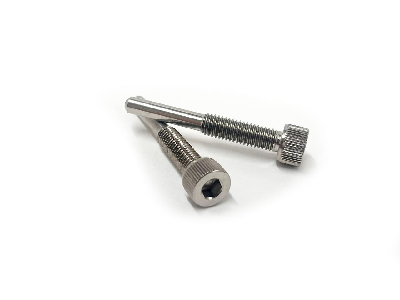 Ironless Innovations Titanium Seat Bolts Suzuki Hayabusa (99-25), stainless steel bolts with hex socket heads and threaded shafts for motorcycle seating installation.