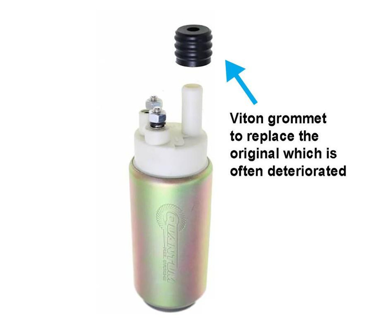 Quantum Fuel Systems OEM Replacement Fuel Pump Seal Suzuki Hayabusa (99-12), image of an automotive fuel pump seal with a Viton grommet for sealing and replacement.