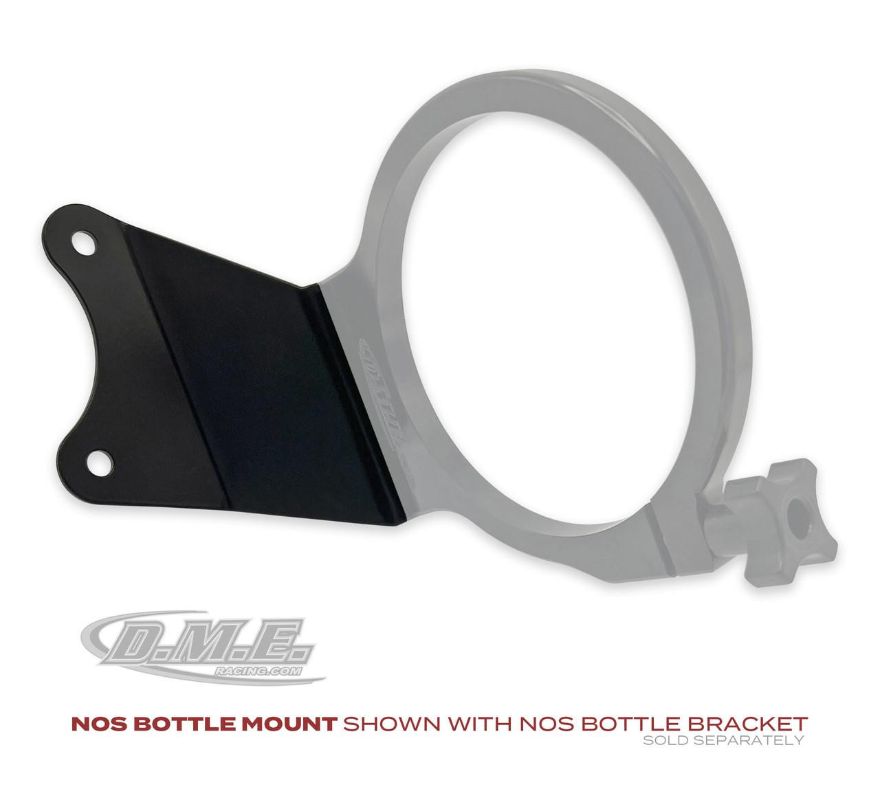 DME Nitrous Bottle Mount for BMW S1000RR (09-19), black and gray bottle bracket with mounting holes and secure clamp for nitrous oxide bottles. DME Nitrous Bottle Mount for BMW S1000RR (09-19), black and gray bottle bracket with mounting holes and secure clamp for nitrous oxide bottles.