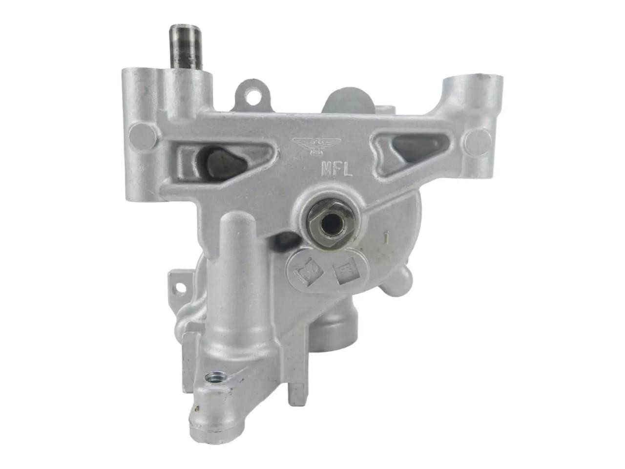 Honda OEM Oil Pump Assembly for Honda CBR1000RR (17-24), silver metallic engine part with mounting holes and a central shaft.