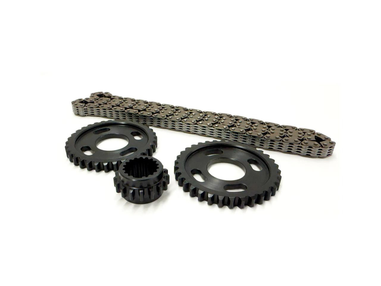 Schnitz Racing Schnitz HD Cam Chain Conversion Kit Kawasaki ZX-14R (12-25), motorcycle cam chain components including chain, gears, and sprockets on a white background.