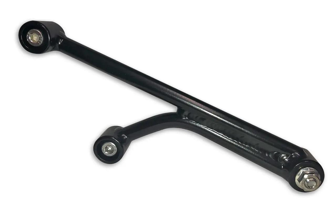DME Motorcycle Exhaust Hanger Kawasaki ZX-14R (06-25), black exhaust hanger with mounting points for Kawasaki ZX-14R motorcycle