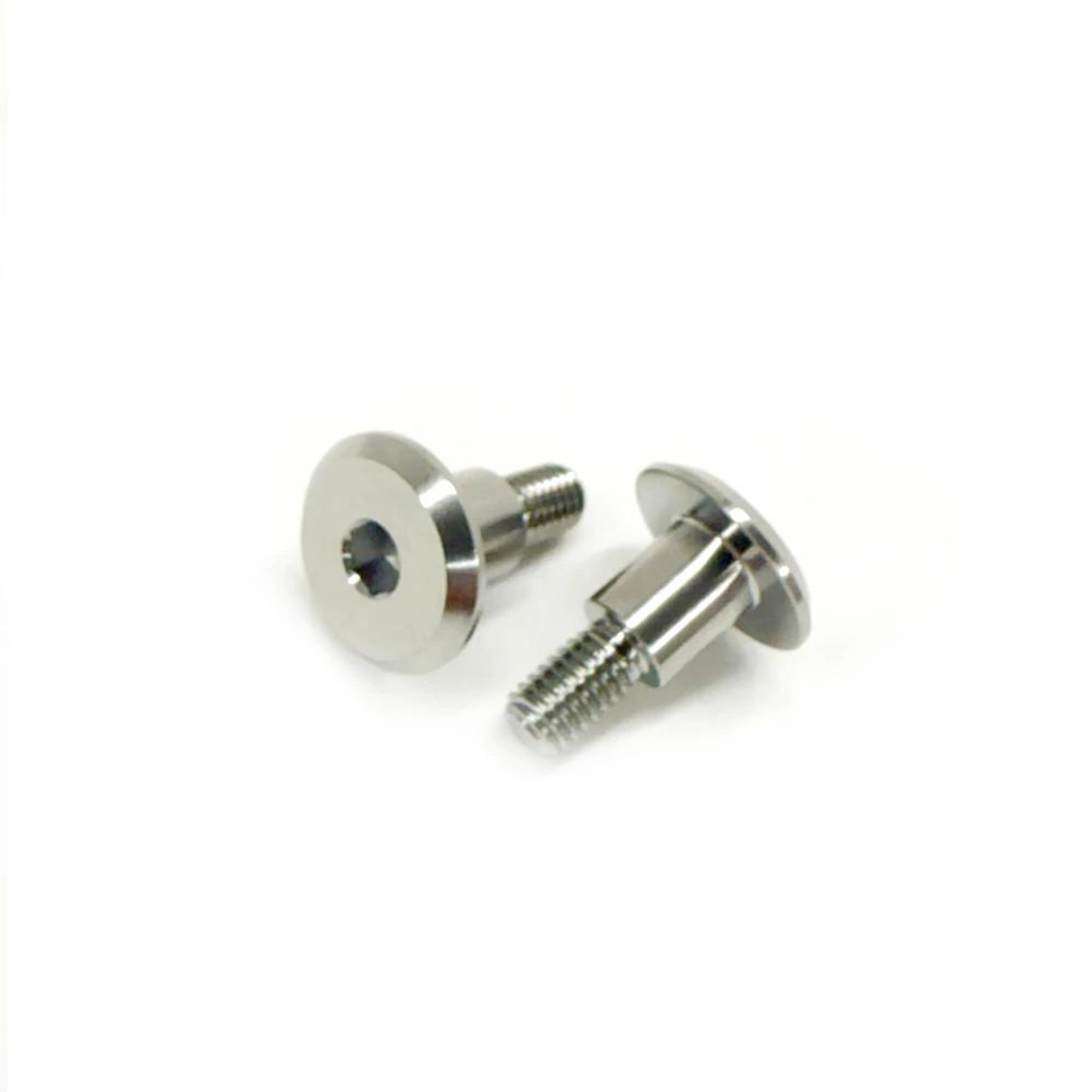 Ironless Innovations Titanium Seat Bolts Suzuki GSXR1000 (17-25), high-quality silver titanium seat bolts with threaded ends and flat heads for motorcycle seat installation. Ironless Innovations Titanium Seat Bolts Suzuki GSXR1000 (17-25), high-quality silver titanium seat bolts with threaded ends and flat heads for motorcycle seat installation.