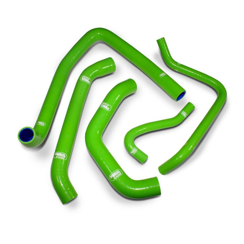 Samco Sport Silicone Radiator Hose Kit Kawasaki ZX-14 (06-25), bright green flexible silicone radiator hoses for motorcycle cooling system.