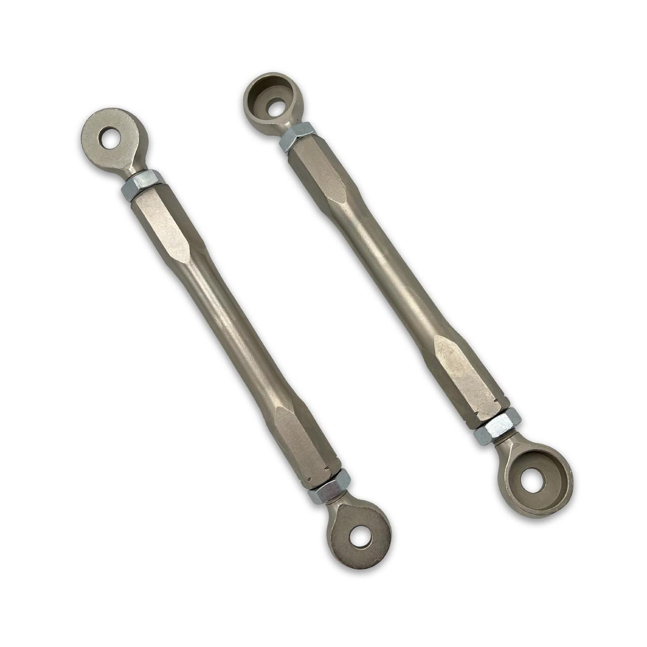 DME Adjustable Lowering Links Kawasaki H2/H2R (15-25), pair of metallic motorcycle lowering links for Kawasaki H2/H2R models from 2015 to 2025 DME Adjustable Lowering Links Kawasaki H2/H2R (15-25), pair of metallic motorcycle lowering links for Kawasaki H2/H2R models from 2015 to 2025