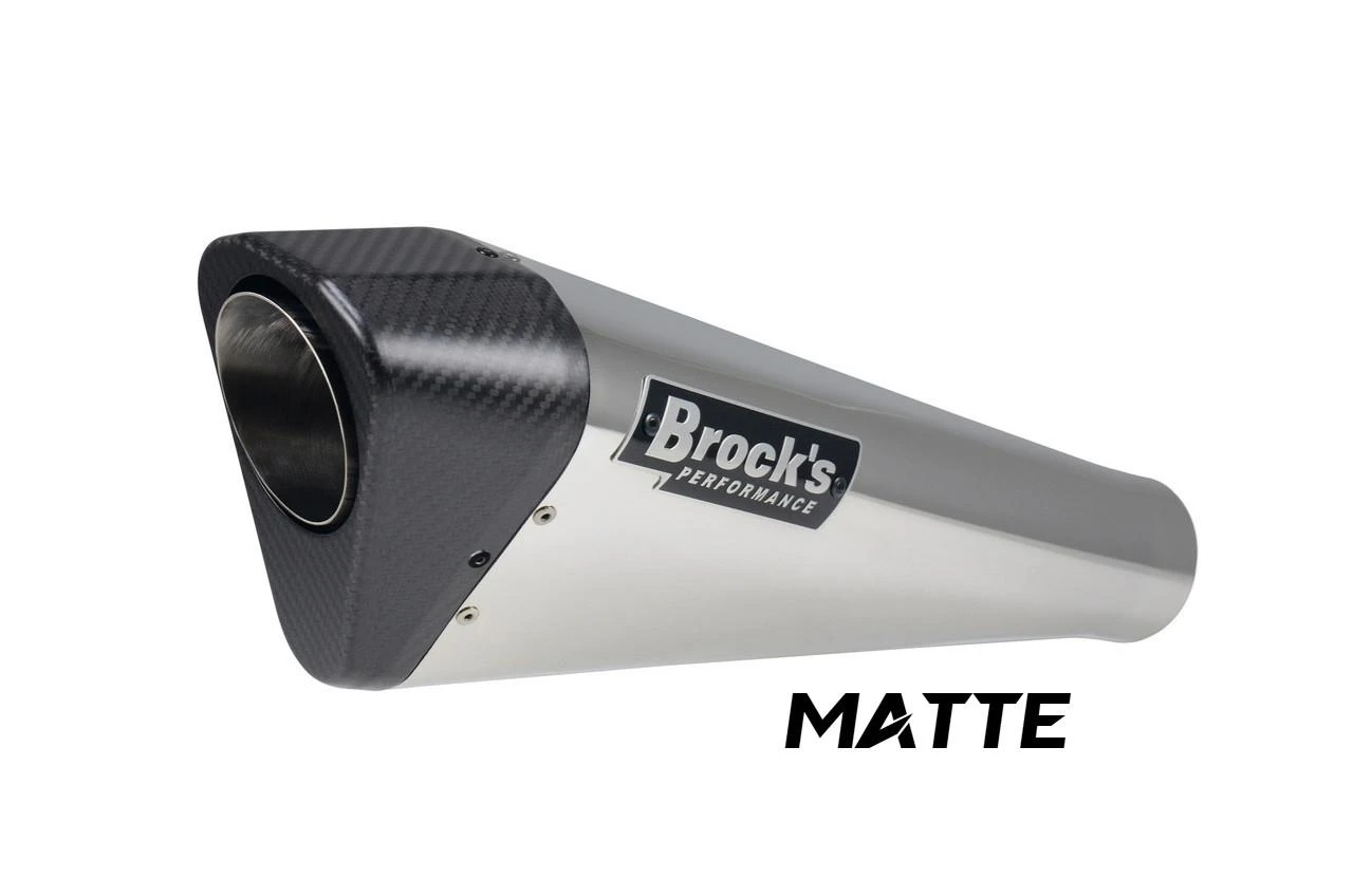 Brocks Performance Brocks Penta-Carbon Full System 15" Muffler Suzuki GSXR1000 (17-27), matte finish motorcycle exhaust pipe with black carbon fiber end cap.